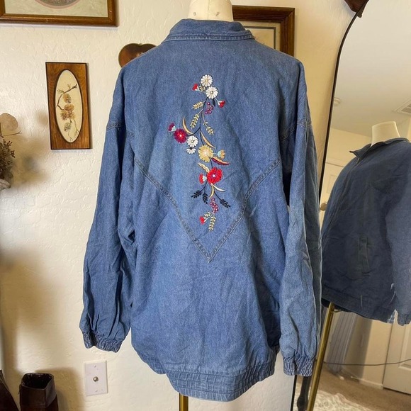 Blair Jackets & Blazers - Y2K‎ Floral Embroidered Denim Zip Jacket